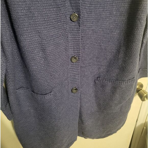 J. Jill Blue Long Fit Button Up Sweater Cardigan. L - Picture 5 of 10